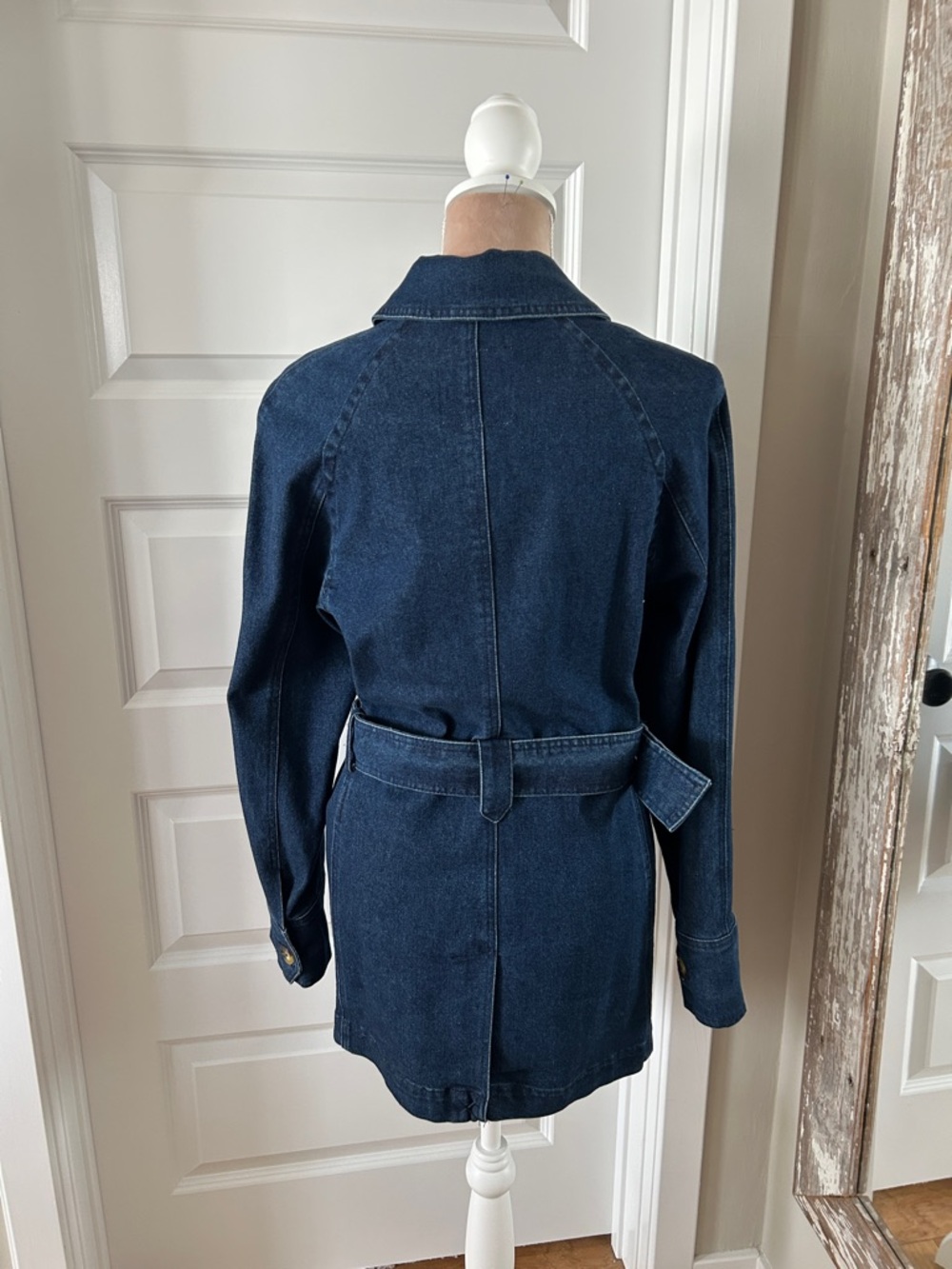 Bagatelle Dark Blue Denim Belted Jacket - Picture 3 of 11